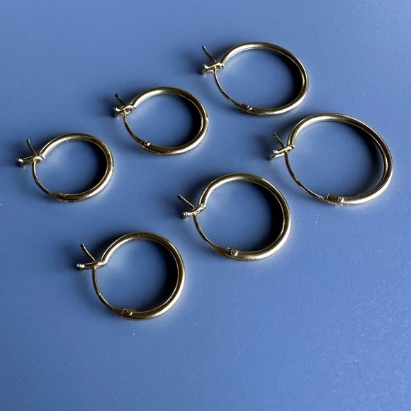 Gold Hoop Earrings Set - Picture 6 of 10